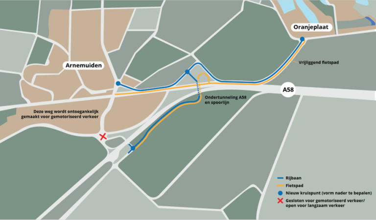 Een overzichtskaart van route A4b.